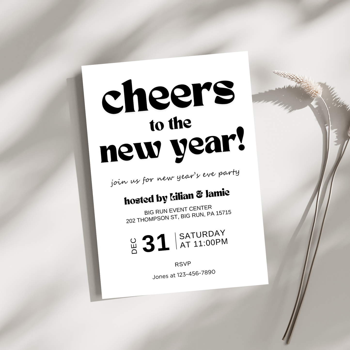 Minimalist New Year's Eve Party Invitation Template