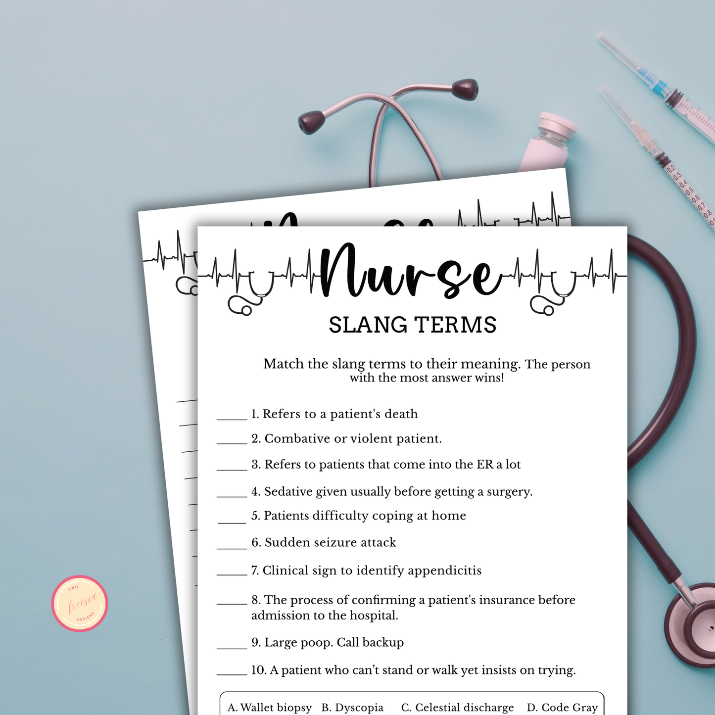 Nurse Slang Terms Game