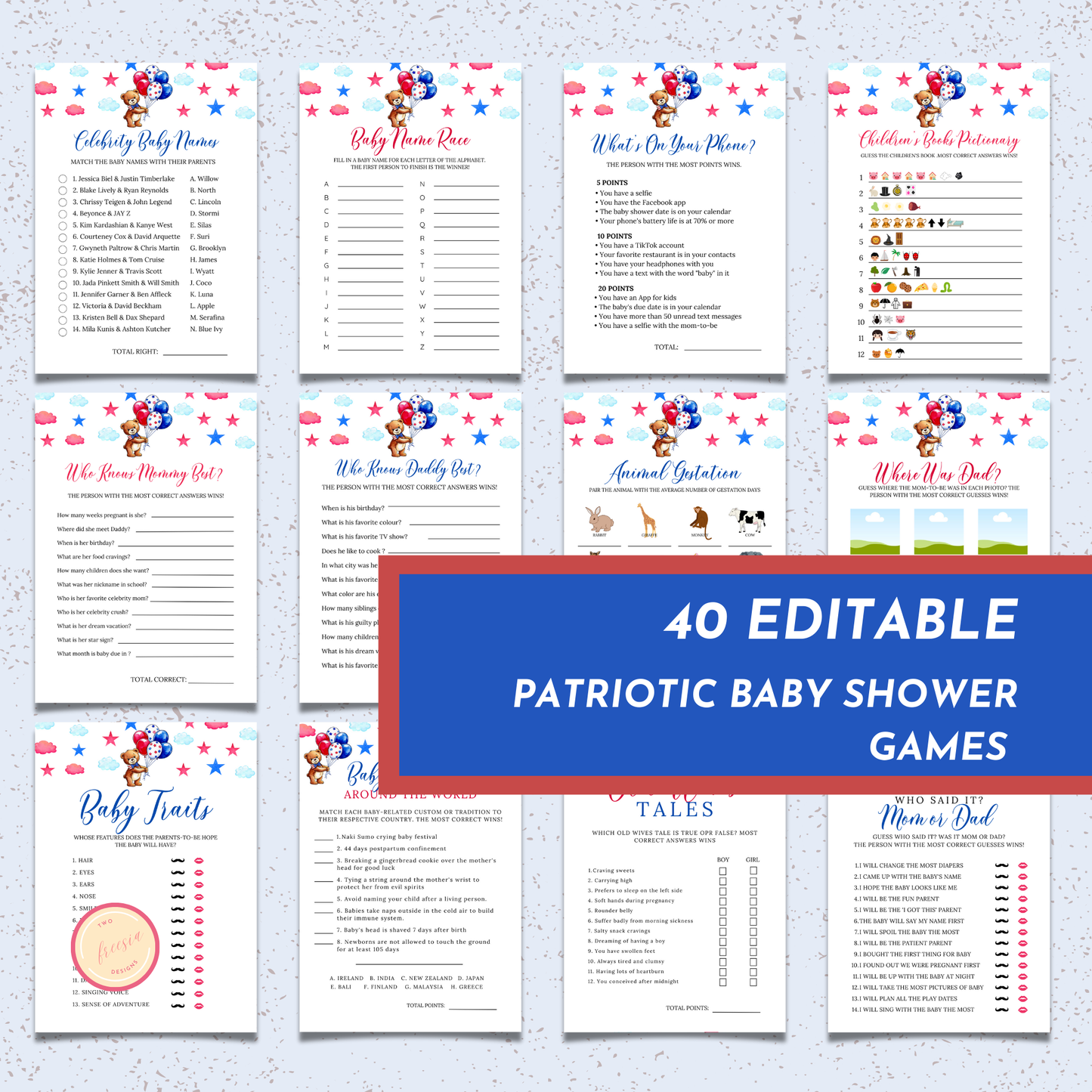 40 Patriotic Baby Shower Game