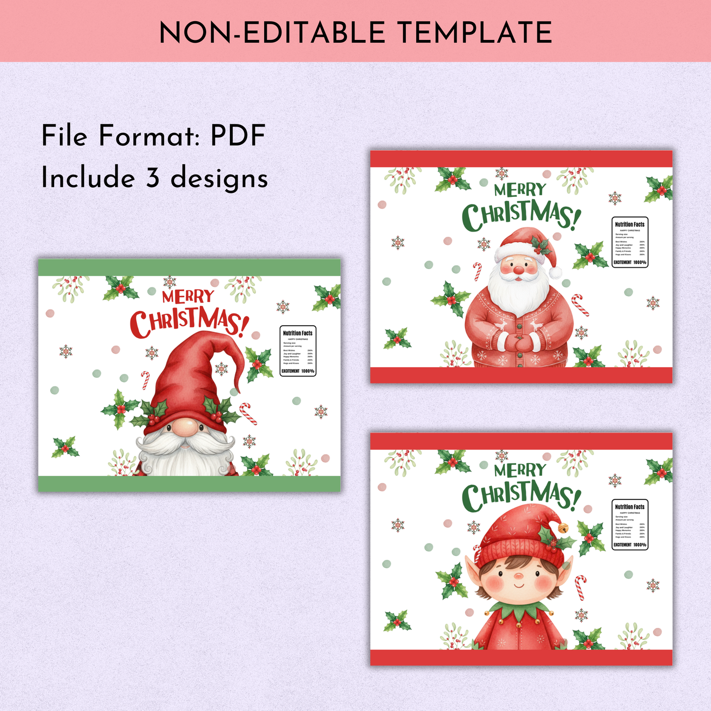 Merry Christmas Chip Bag Label | Set of 3