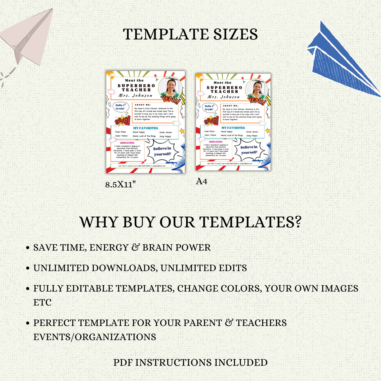 Meet your Teacher Template - Superhero
