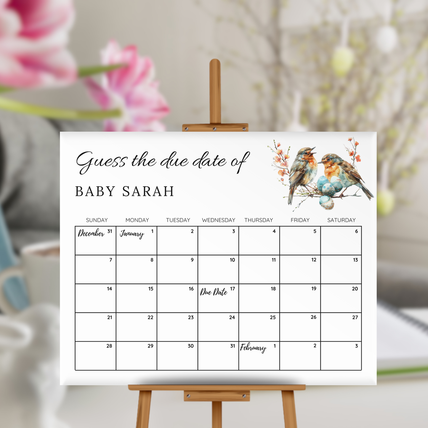 Nesting Baby Shower Due Date Game