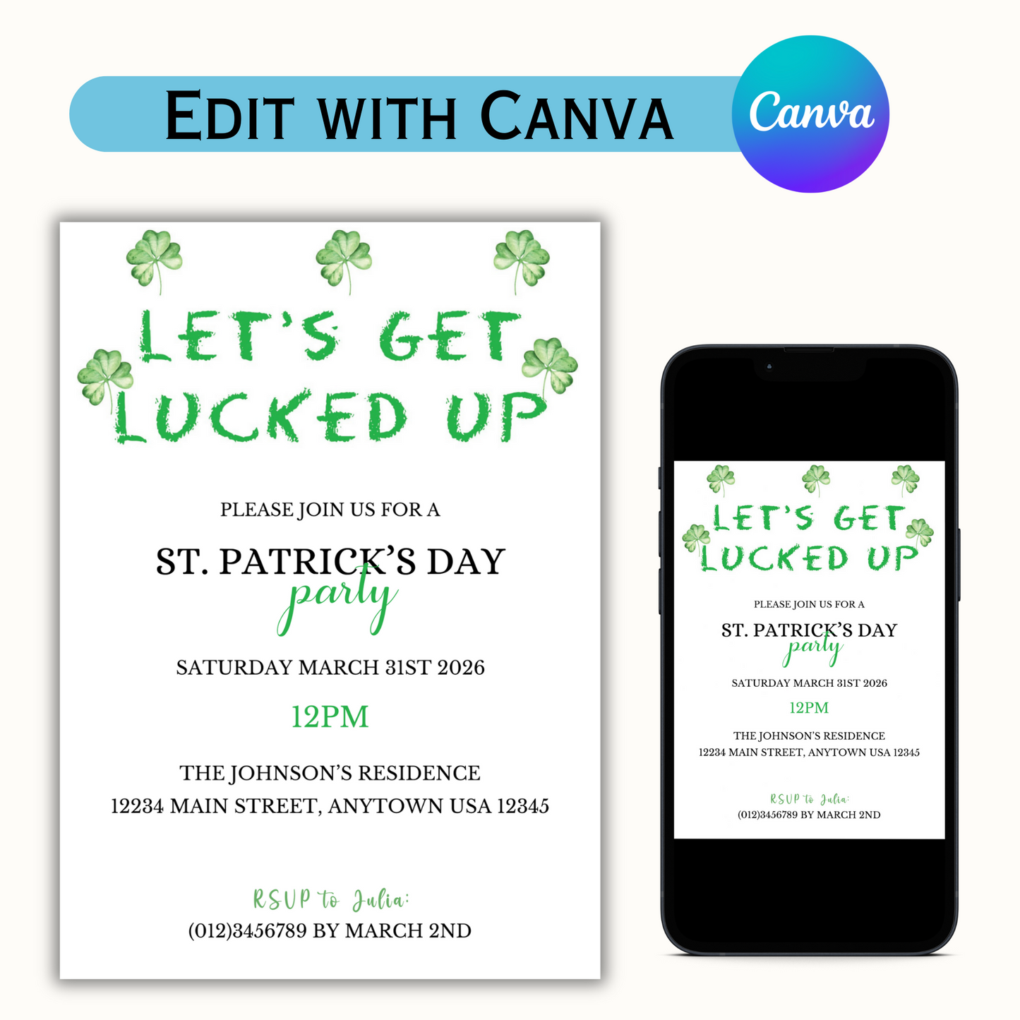 Let's Get Lucked Up - St. Patrick's Invitation