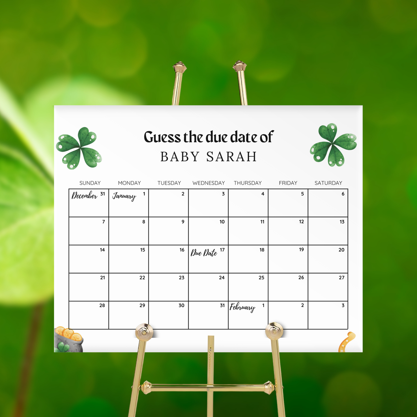 St. Patrick's Day Baby Due Date Game