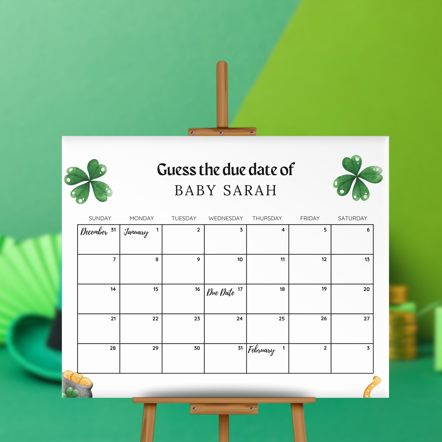 St. Patrick's Day Baby Due Date Game