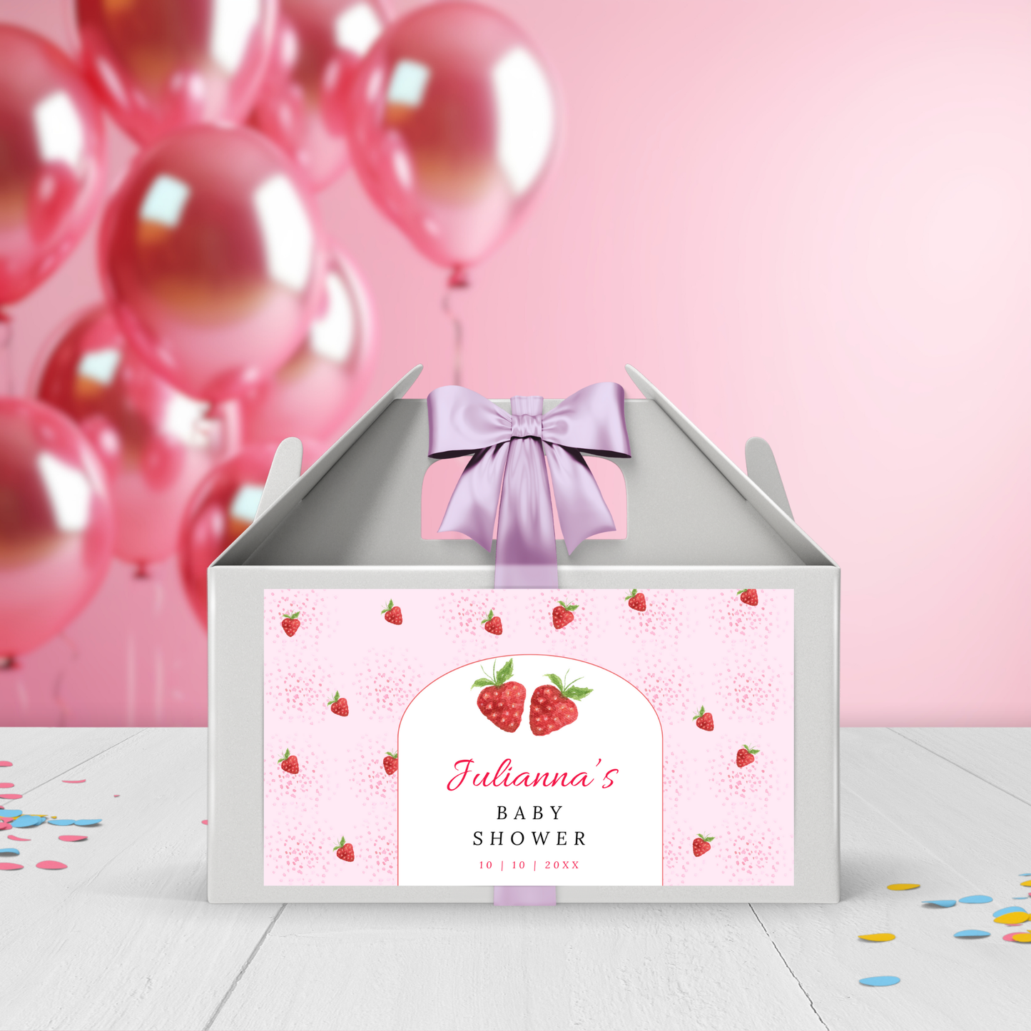 Berry Sweet Baby Shower Gable Box Template