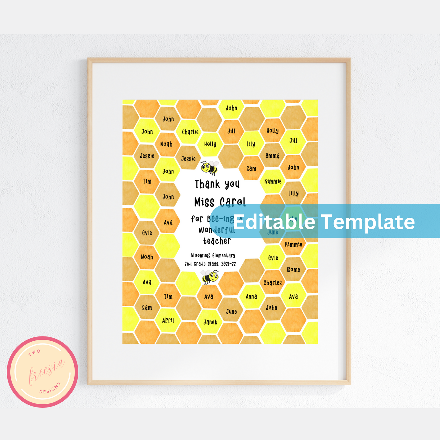 Bee Teacher Appreciation Printable - Editable Template
