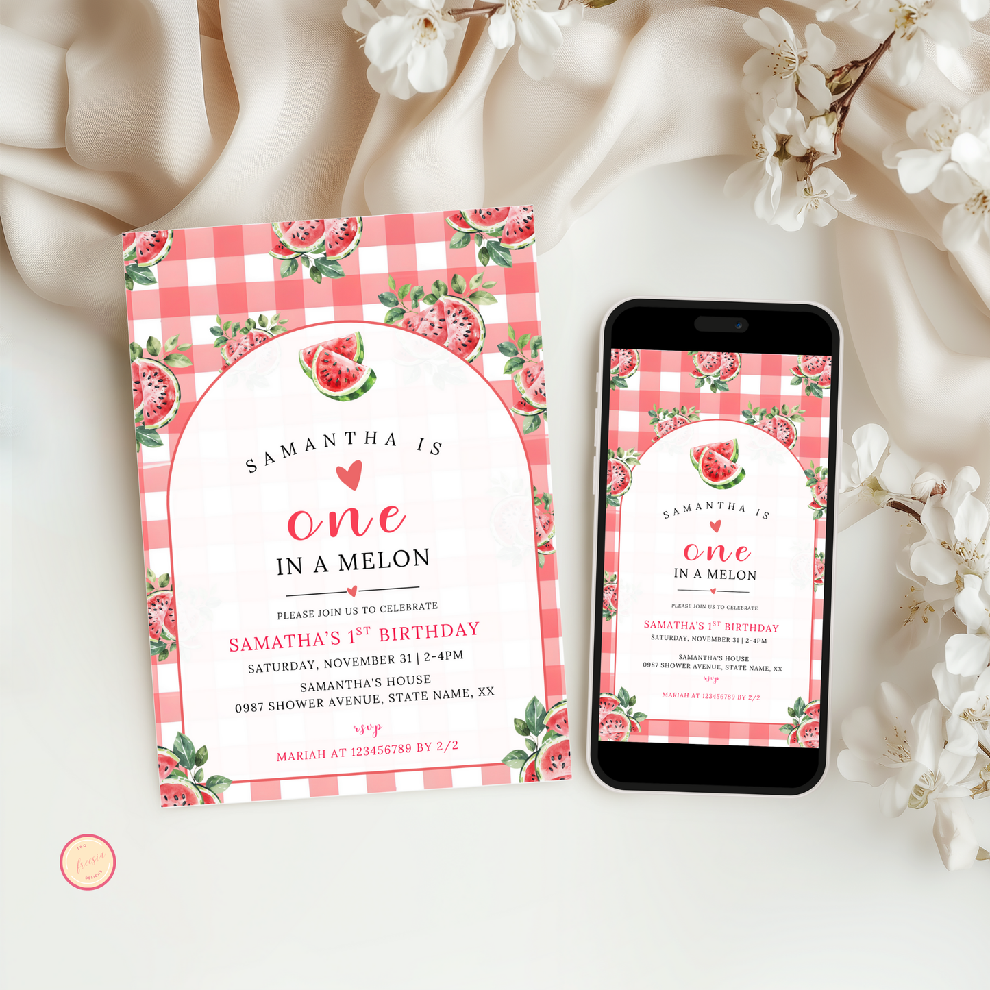 Watermelon 1st Birthday Invitation