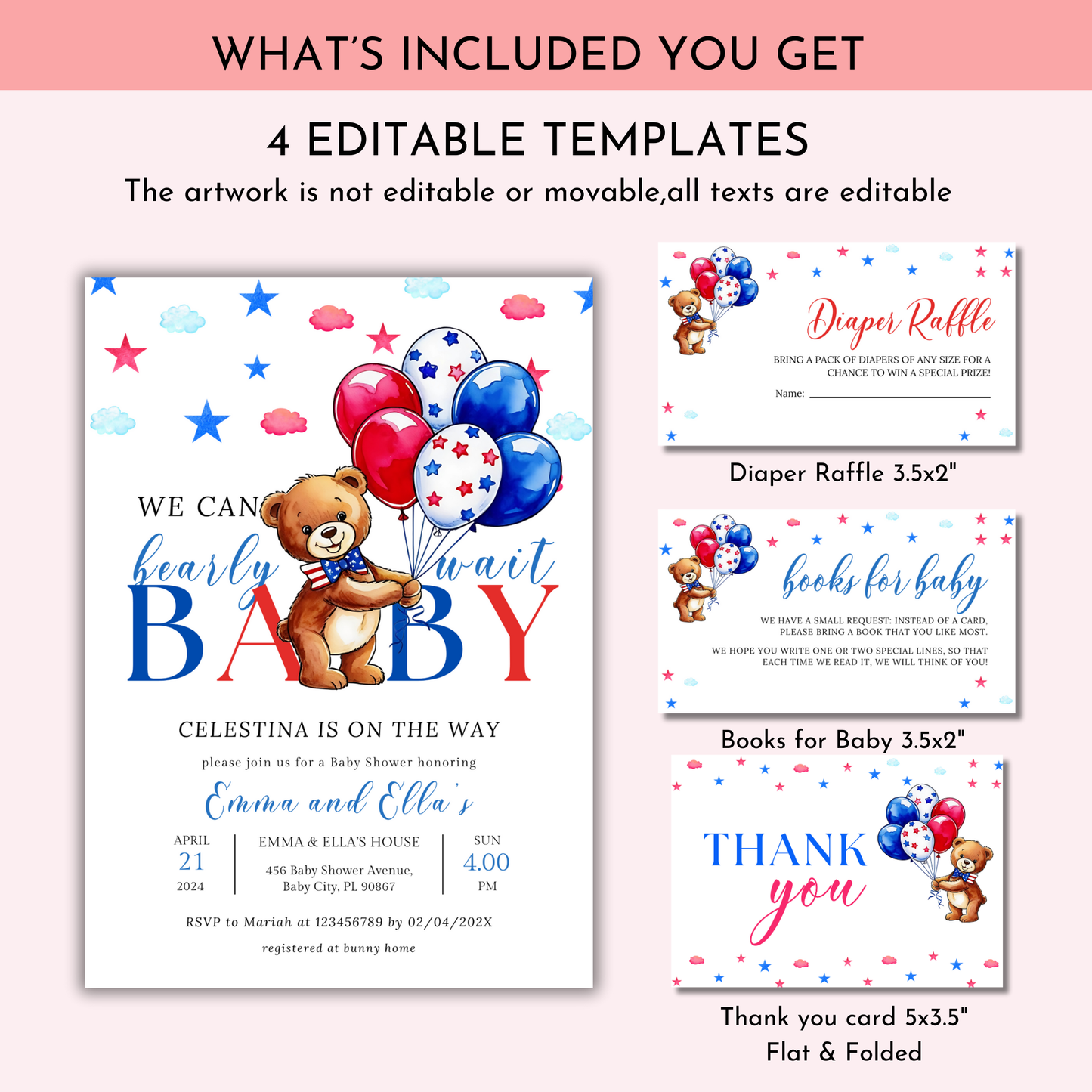 Patriotic Baby Shower Invitation Set