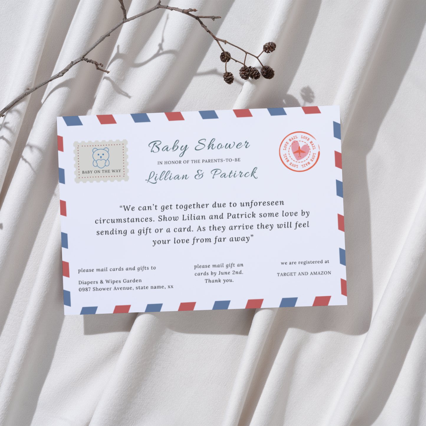 Baby Shower By Mail Invitation Template