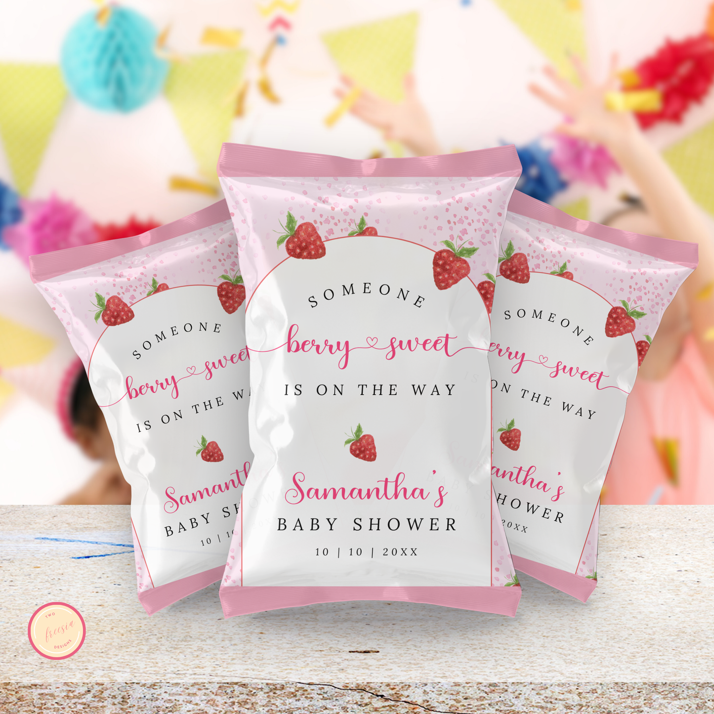 Berry Sweet Baby Shower Chip Bag Template