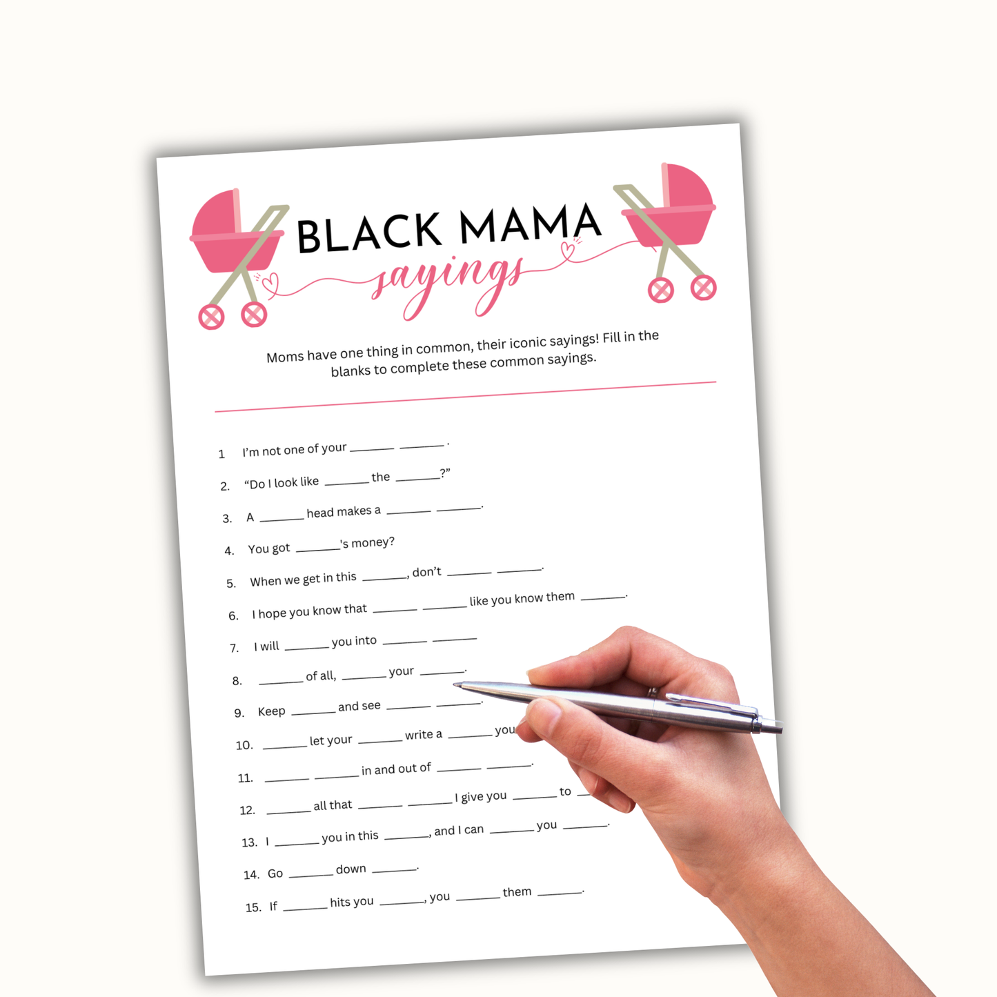 Black Mama Saying Game - Pink