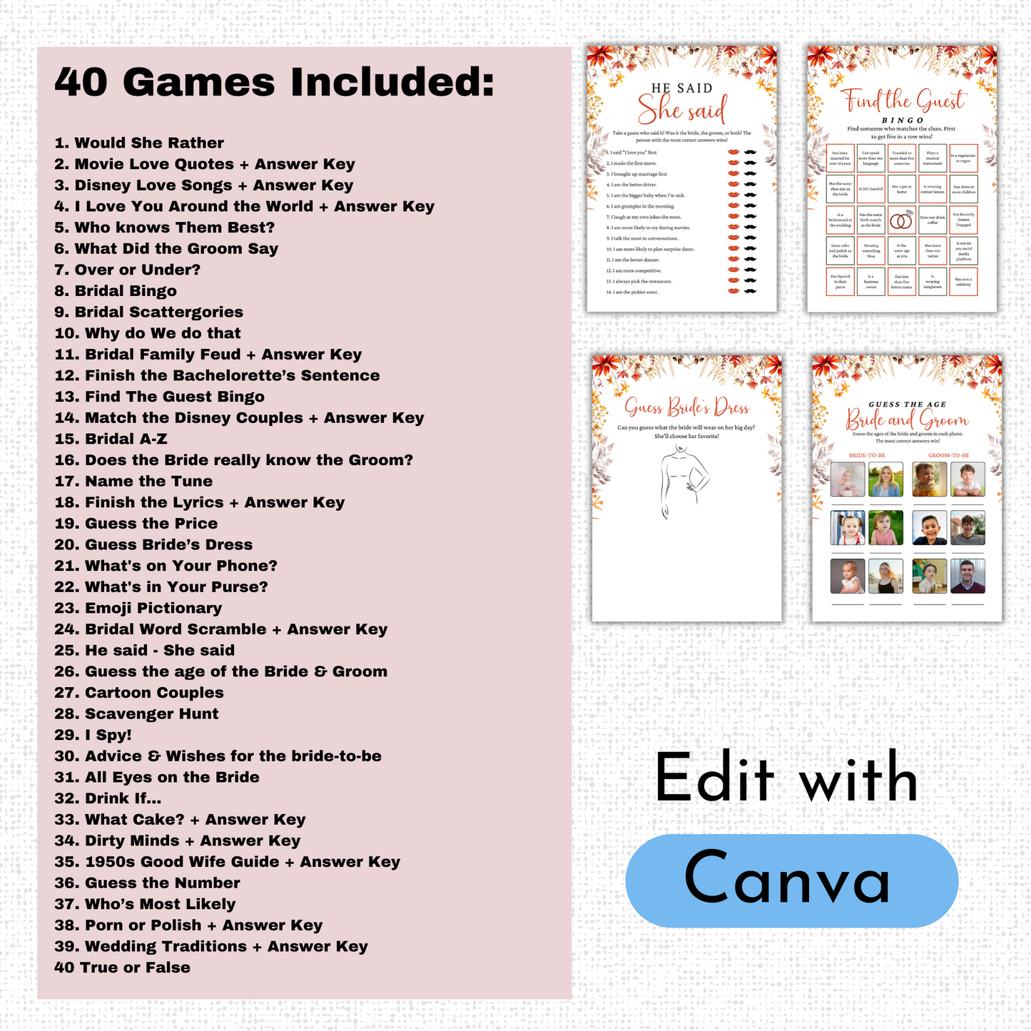 Fall Bridal Shower Games #3
