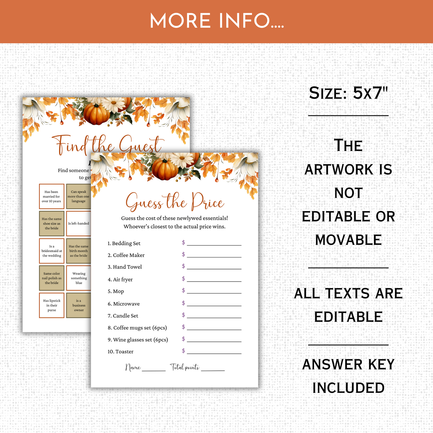 Fall Bridal Shower Games #2