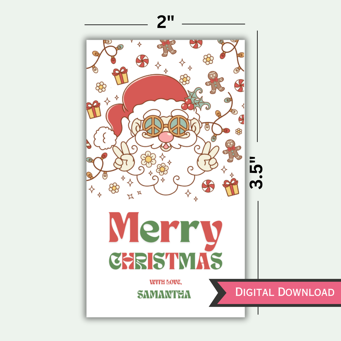 Groovy Santa Merry Christmas Gift Tag