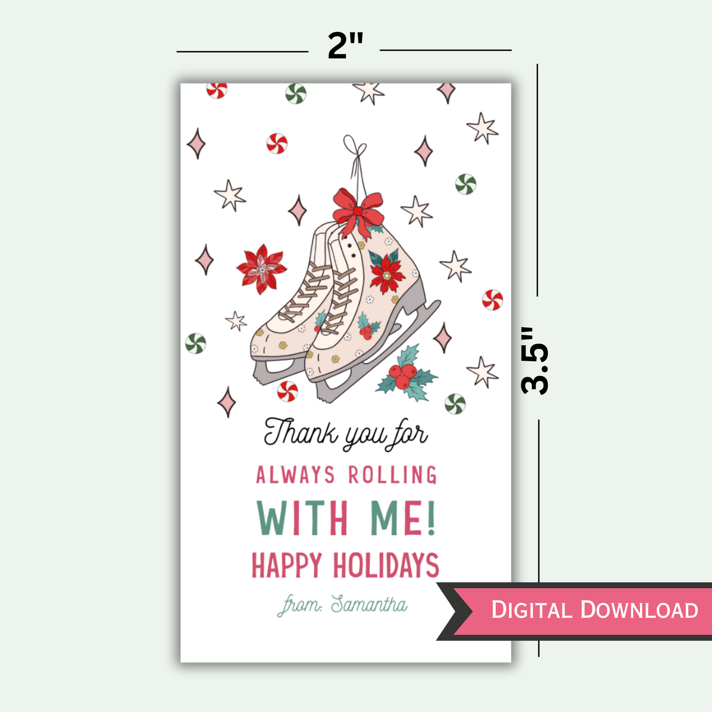 Christmas Gift Tag | Roller Skate