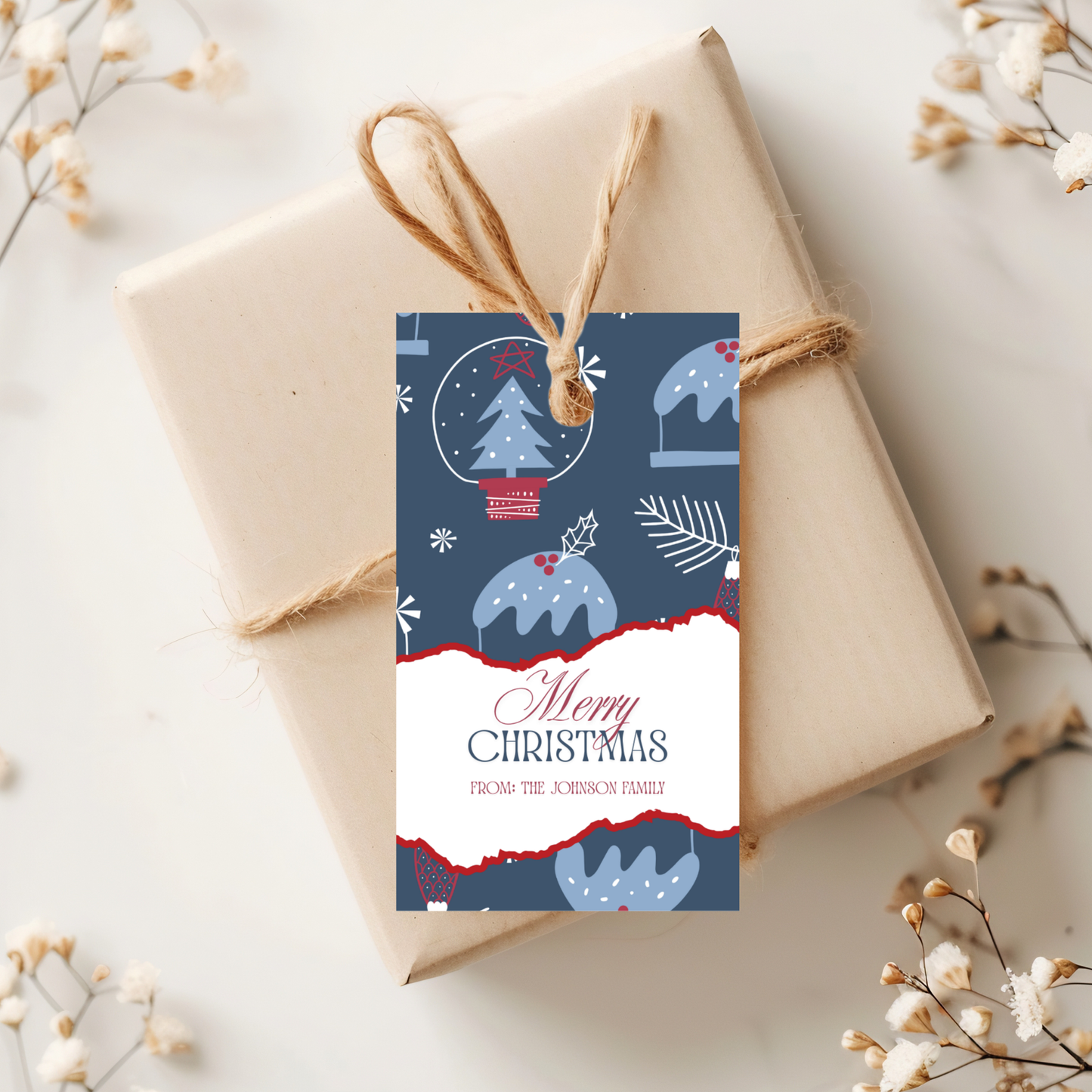 Christmas Gift Tag Set of 5 | Blue Winter