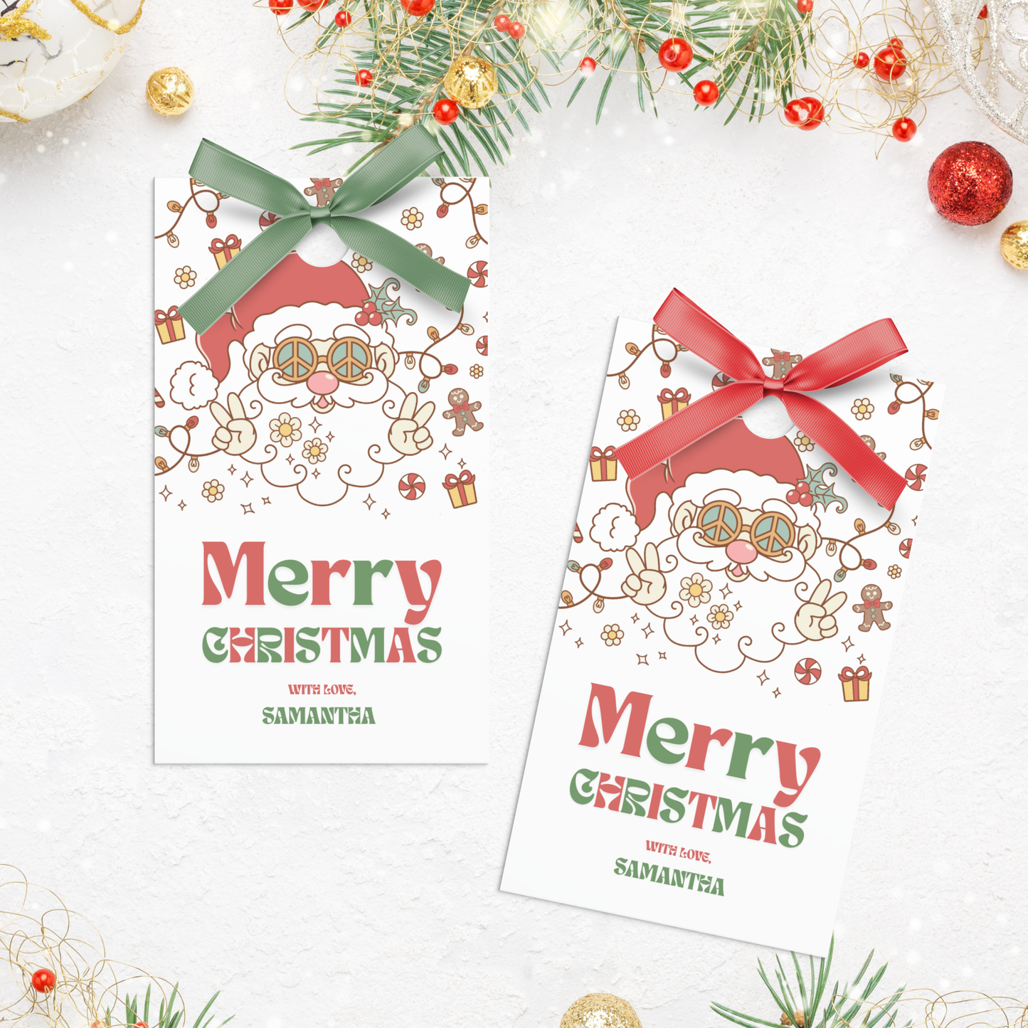 Groovy Santa Merry Christmas Gift Tag