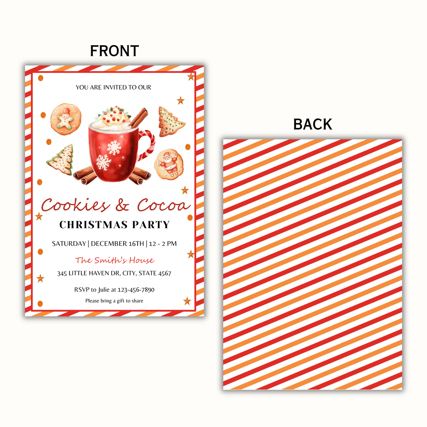 Cookies & Cocoa Christmas Party Invitation