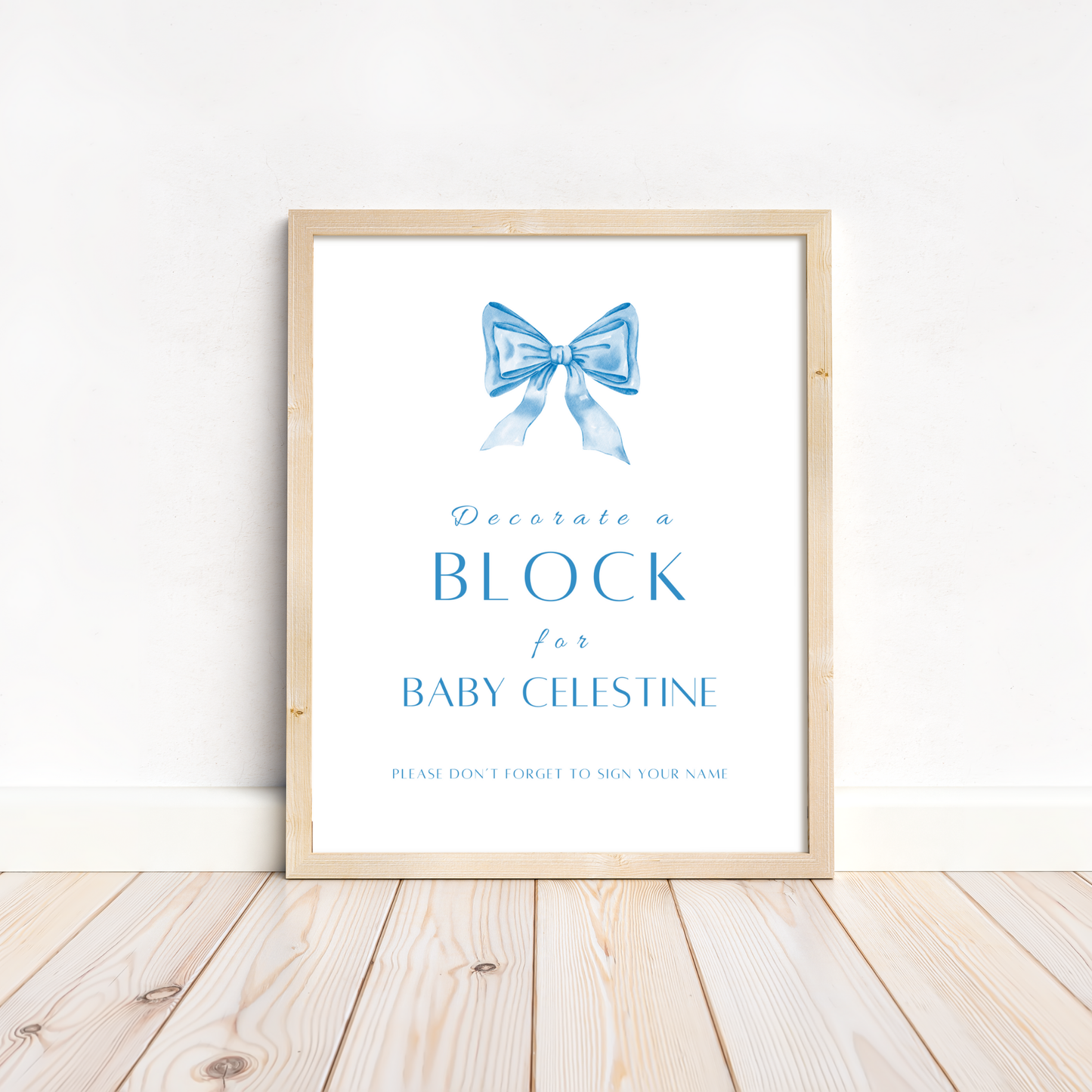Decorate a block Sign - Blue Bow