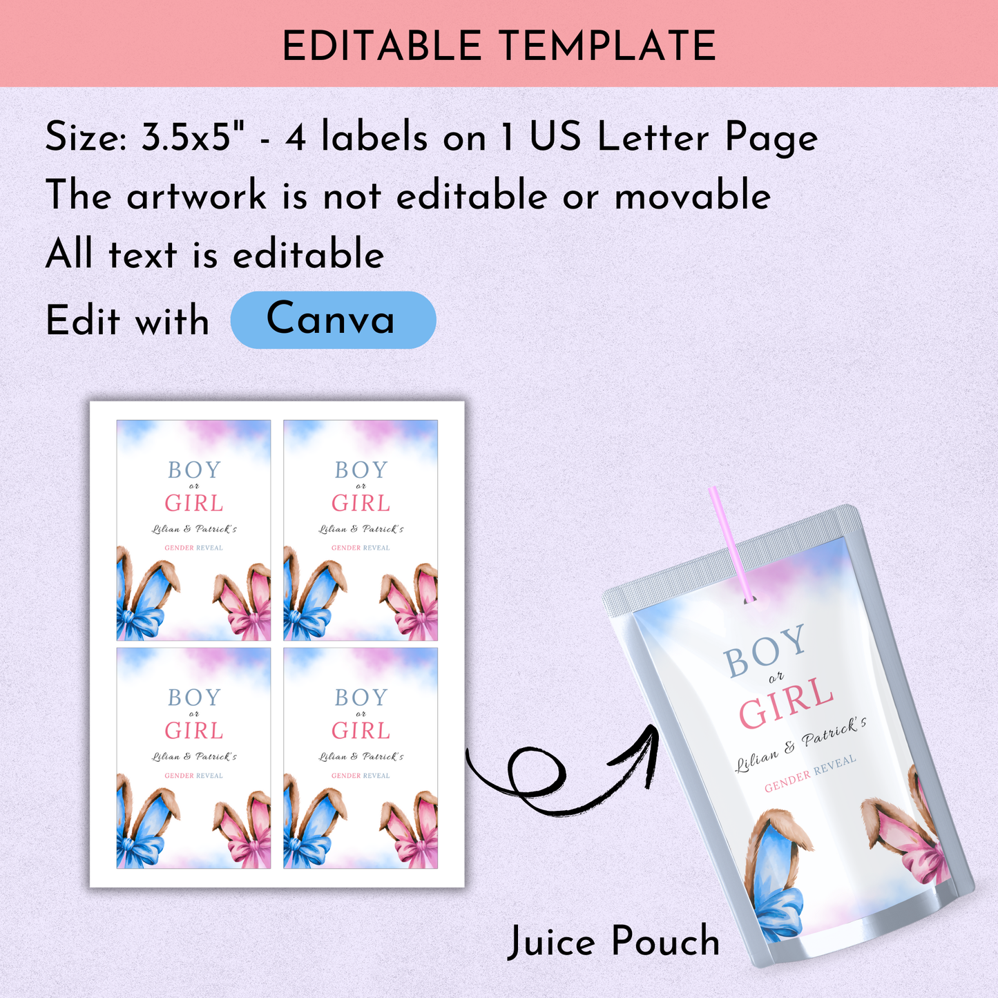 Easter Gender Reveal Favor Bundle