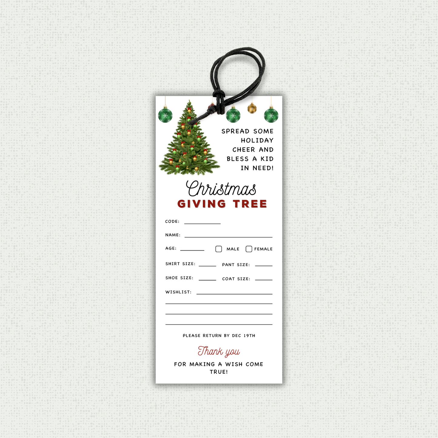 Christmas Giving Tree Fundraiser Flyer and Tags Template