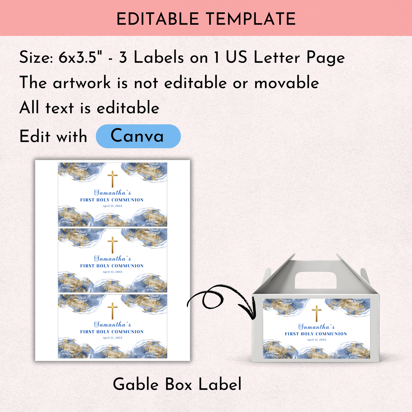 1st Communion Gable Box - Blue