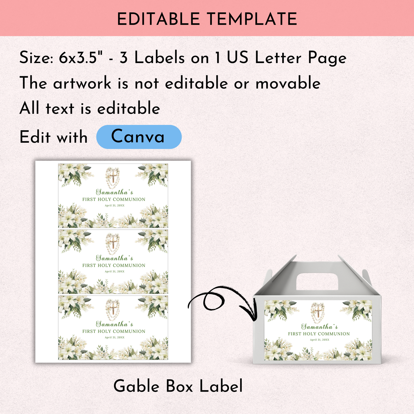 1st Communion Gable Box - Green
