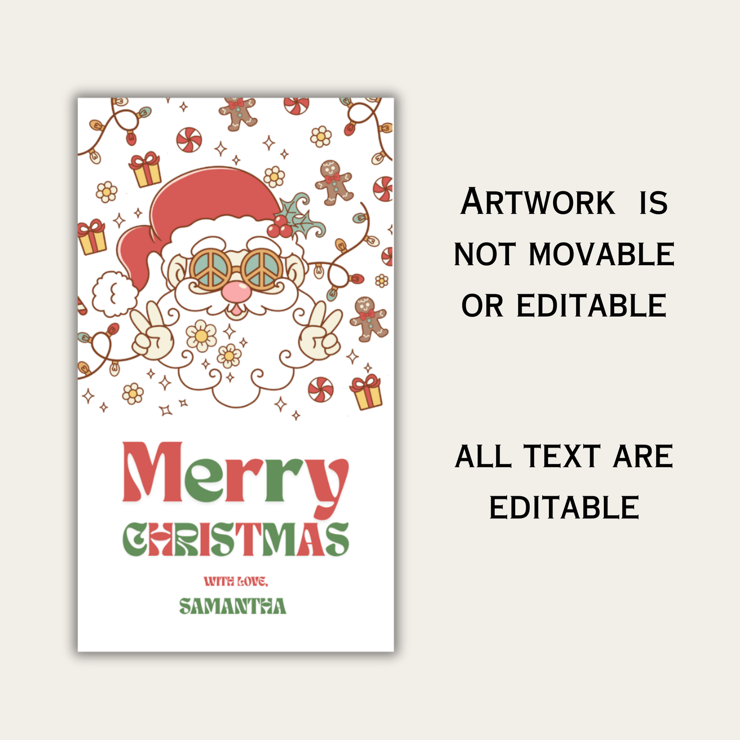 Groovy Santa Merry Christmas Gift Tag