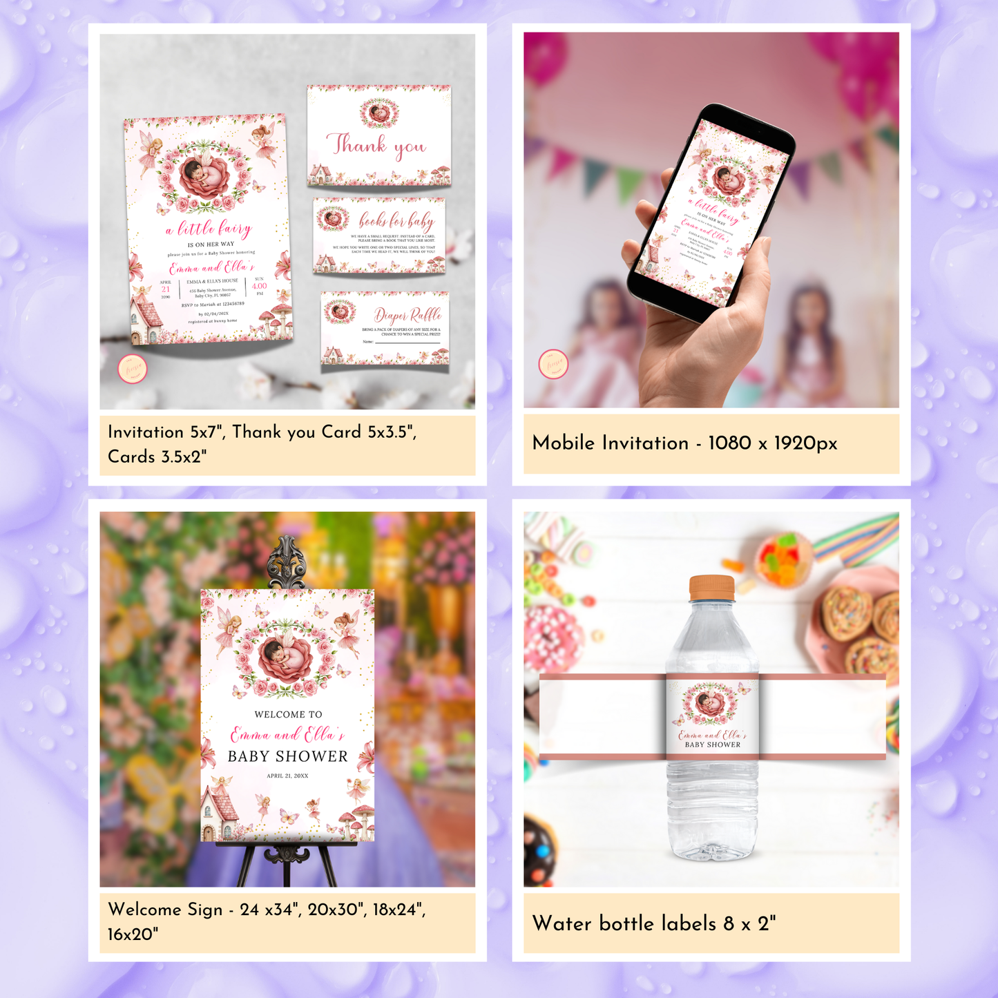 Fairy Baby Shower Template Bundle
