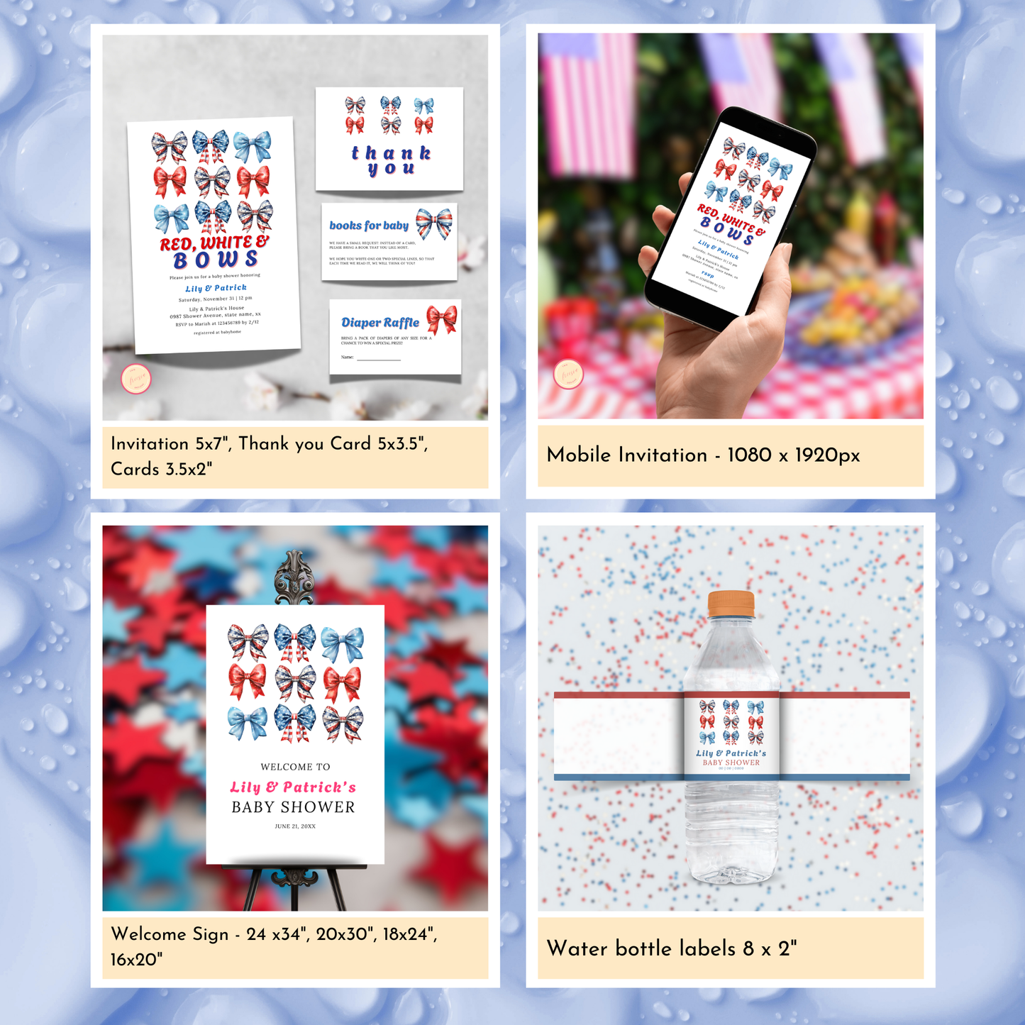 Patriotic Baby Shower Template Bundle