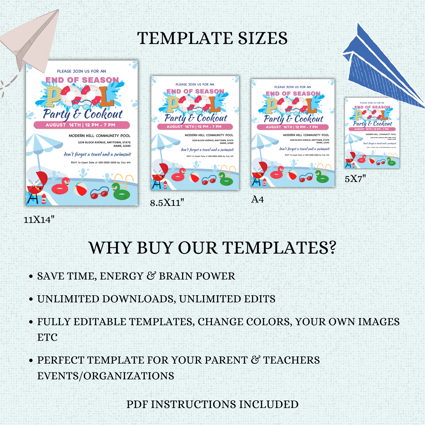 End of Season Pool Party Flyer Template