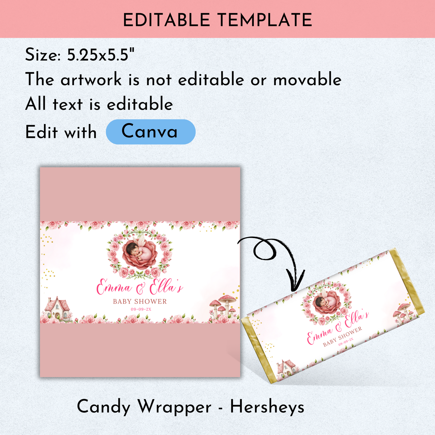 Fairy Baby Shower Favor Template Bundle