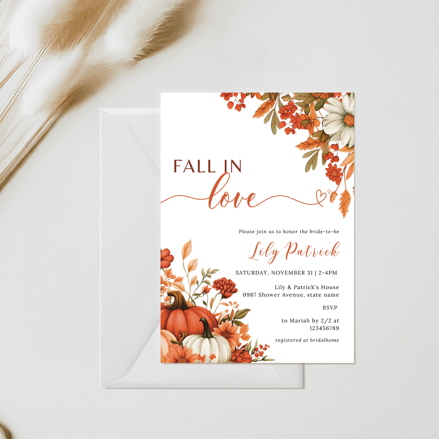 Fall in Love Bridal Shower Invitation - #1
