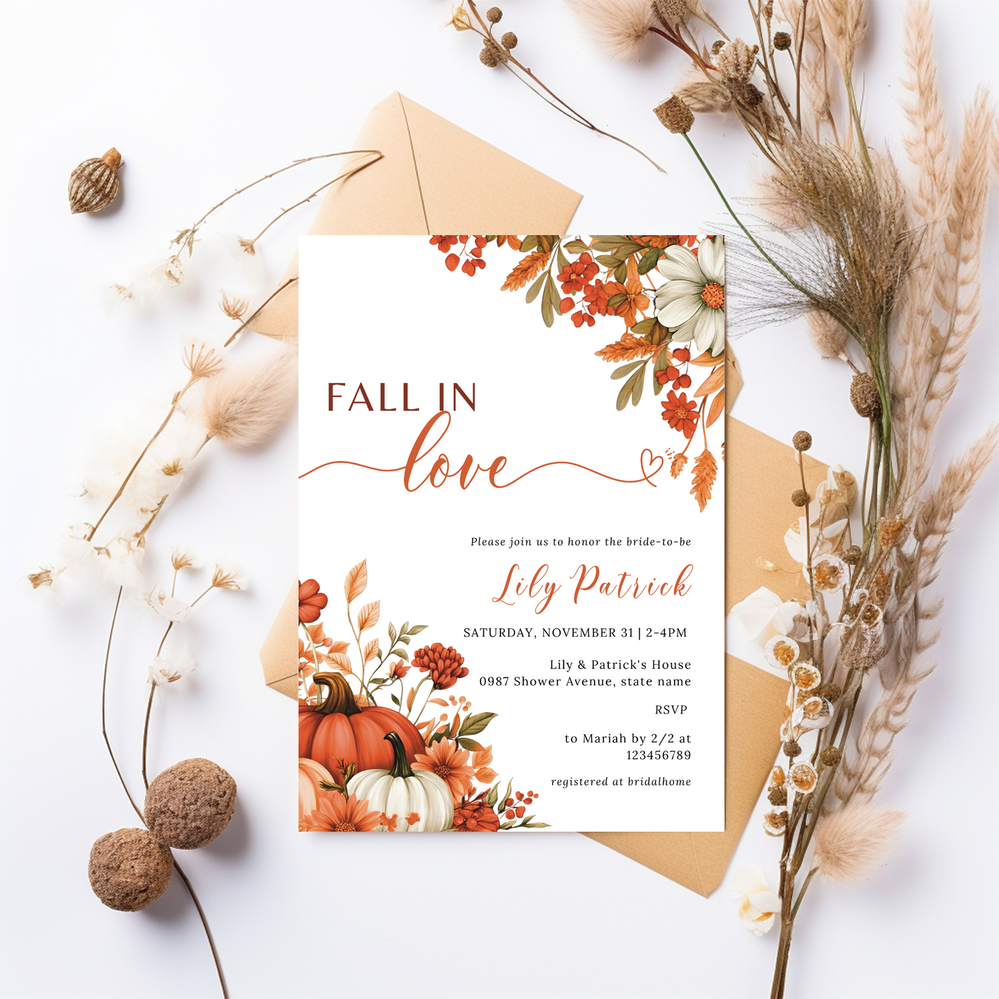 Fall in Love Bridal Shower Invitation - #1