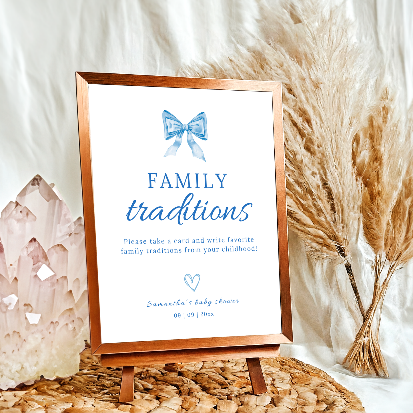 Family Traditions Sign - Blue Bow