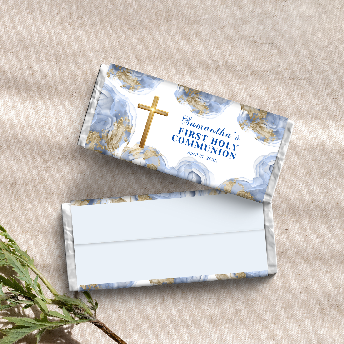 1st Communion Choc wrapper - Blue