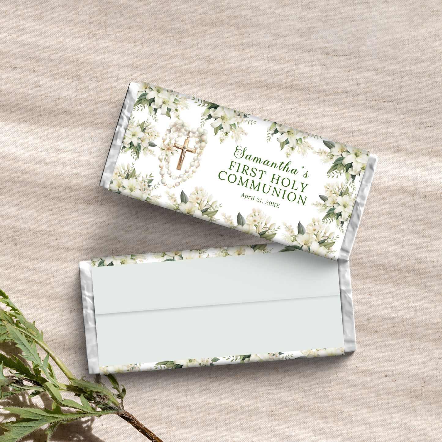 1st Communion Choc wrapper - Green