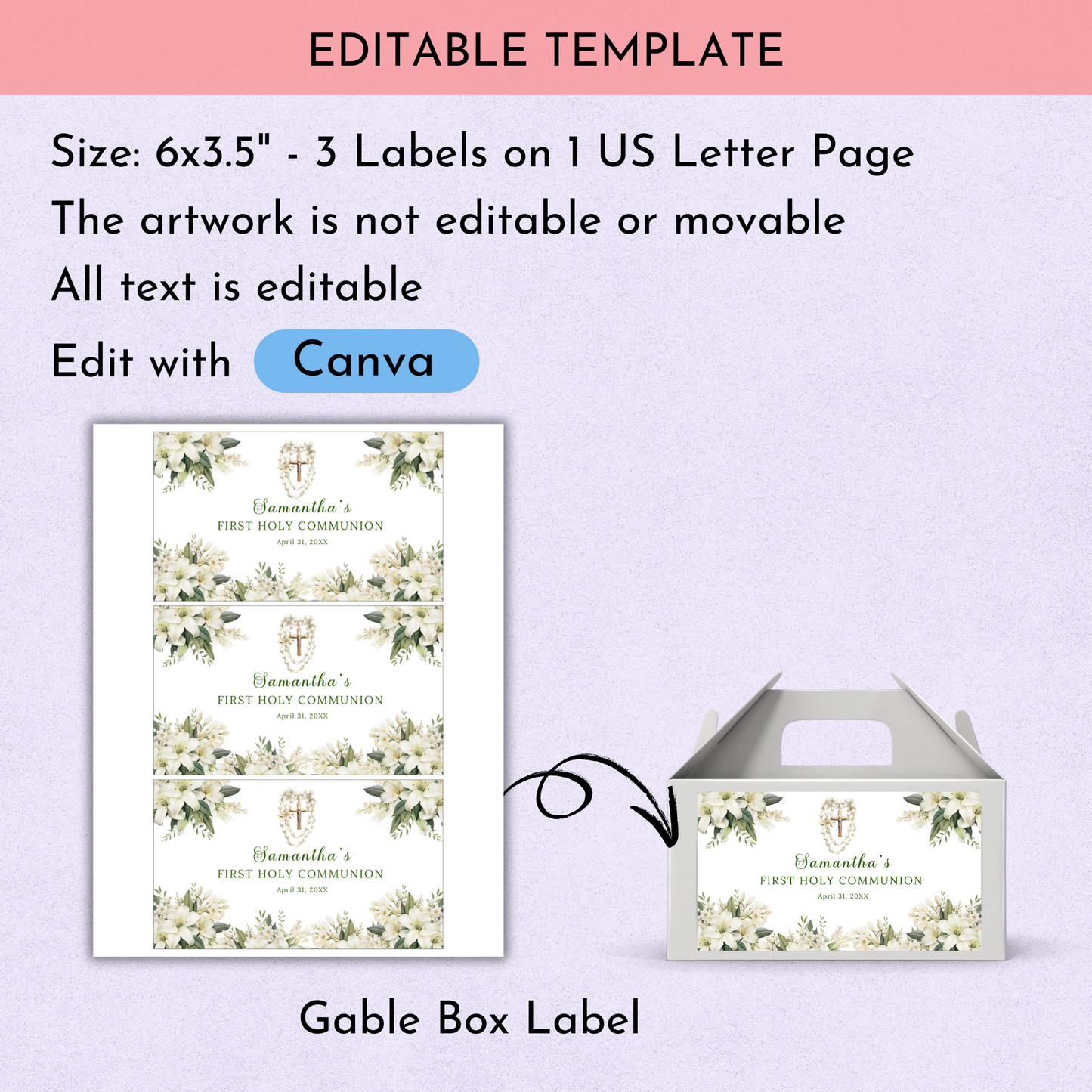 1st Communion Favor Bundle - Green