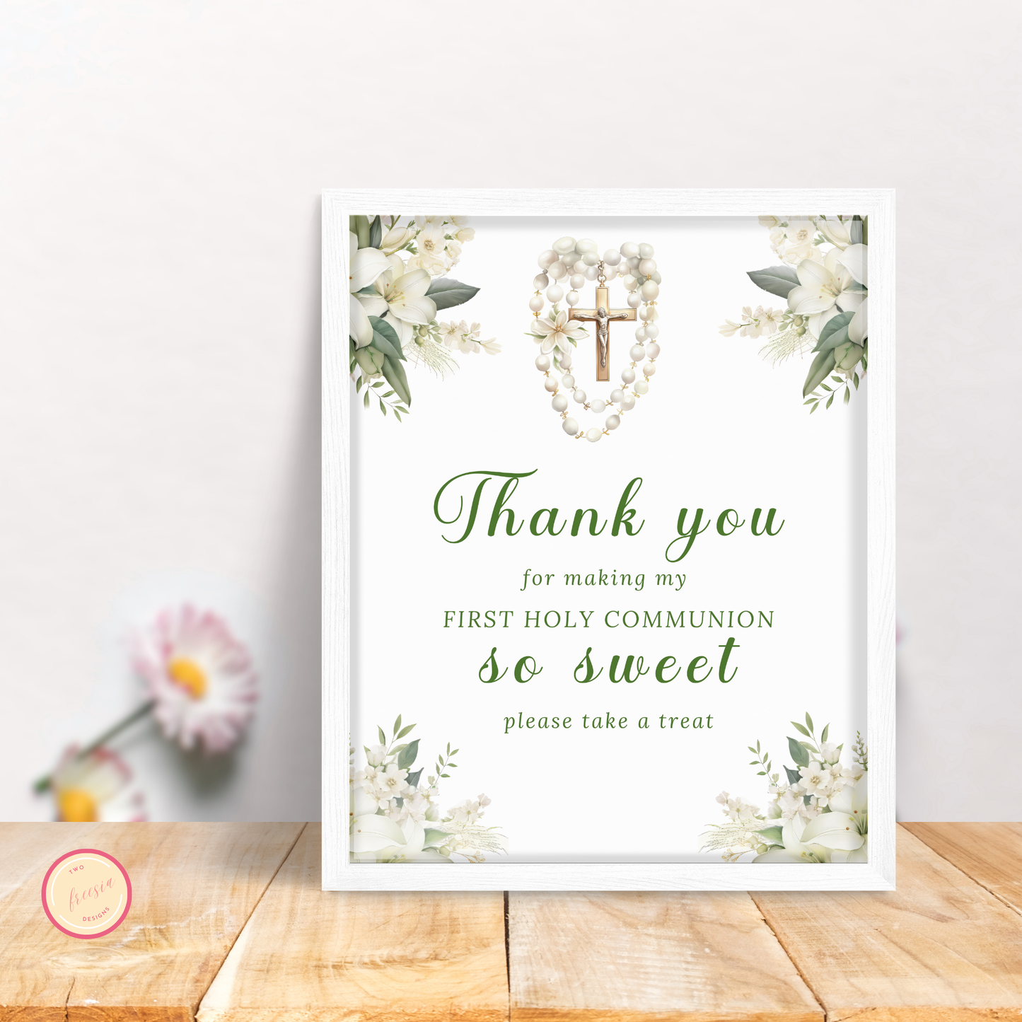 1st Communion Thank You for Coming Sign - Green
