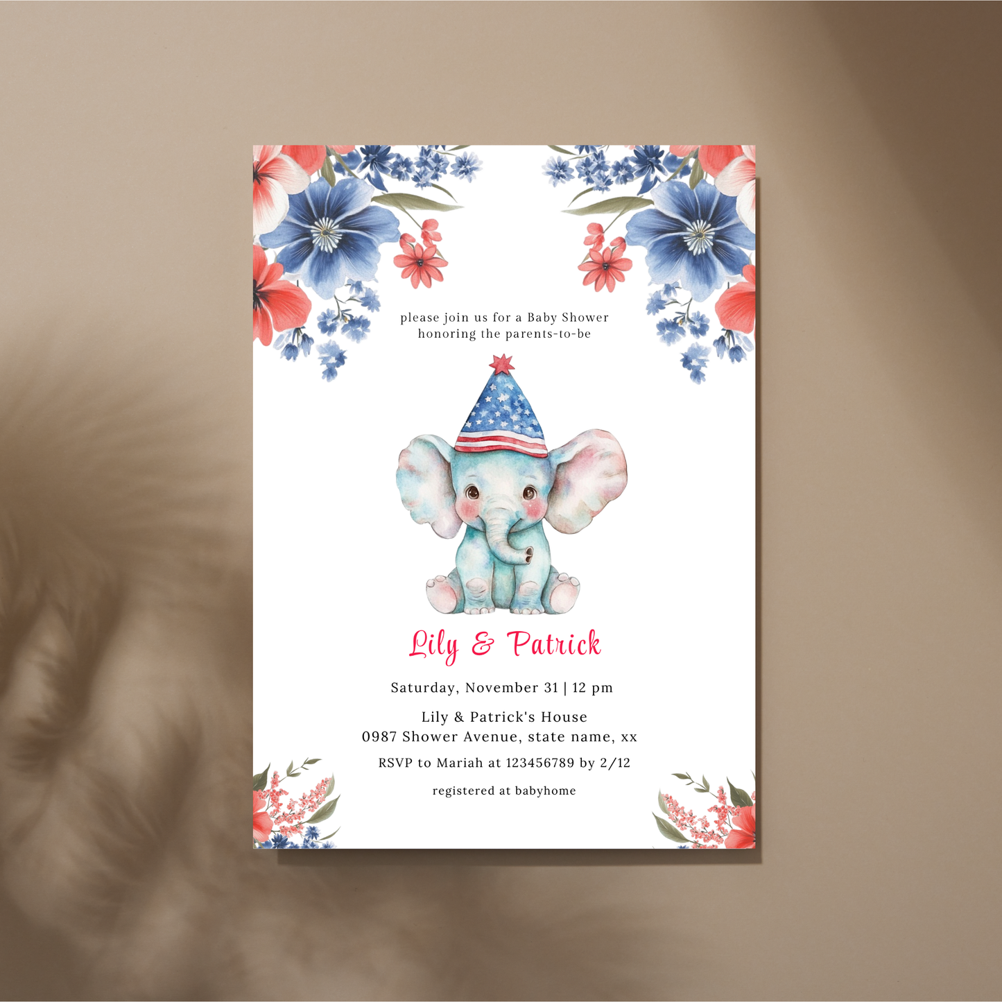 Patriotic Baby Shower Invitation Template