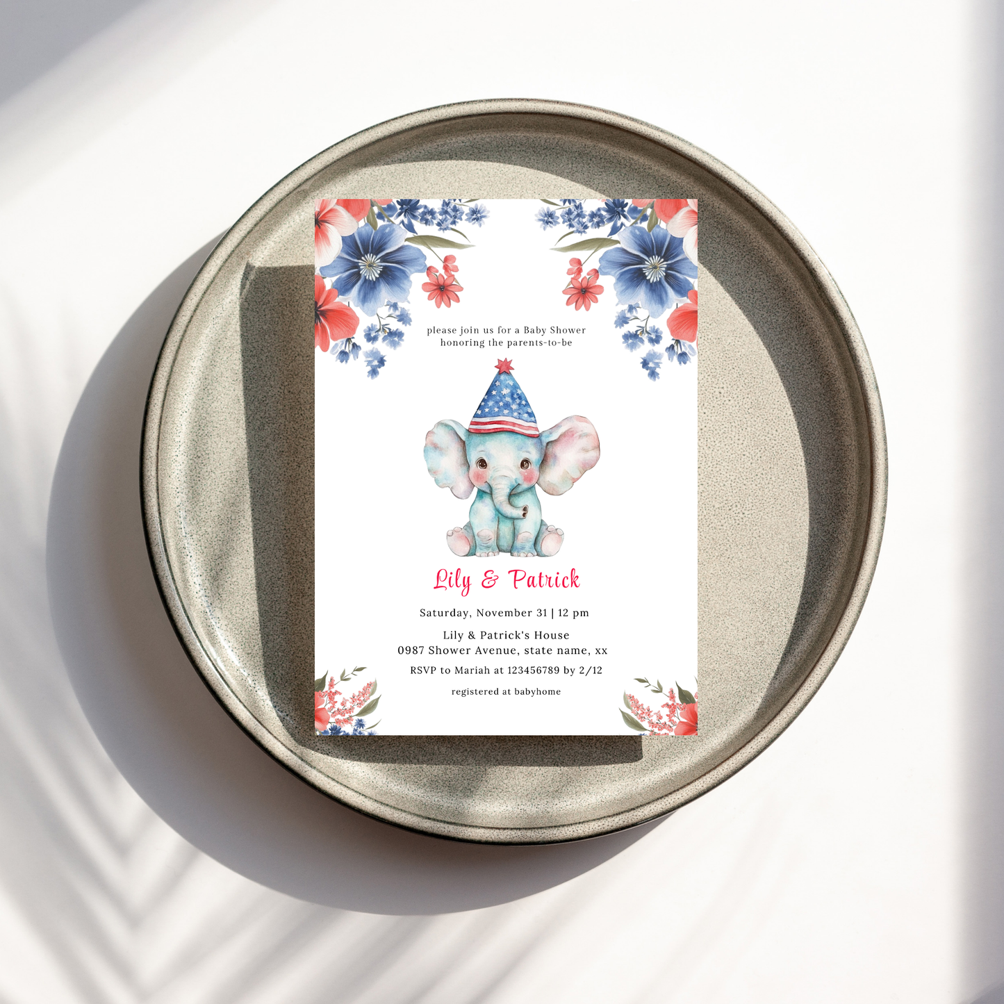 Patriotic Baby Shower Invitation Template