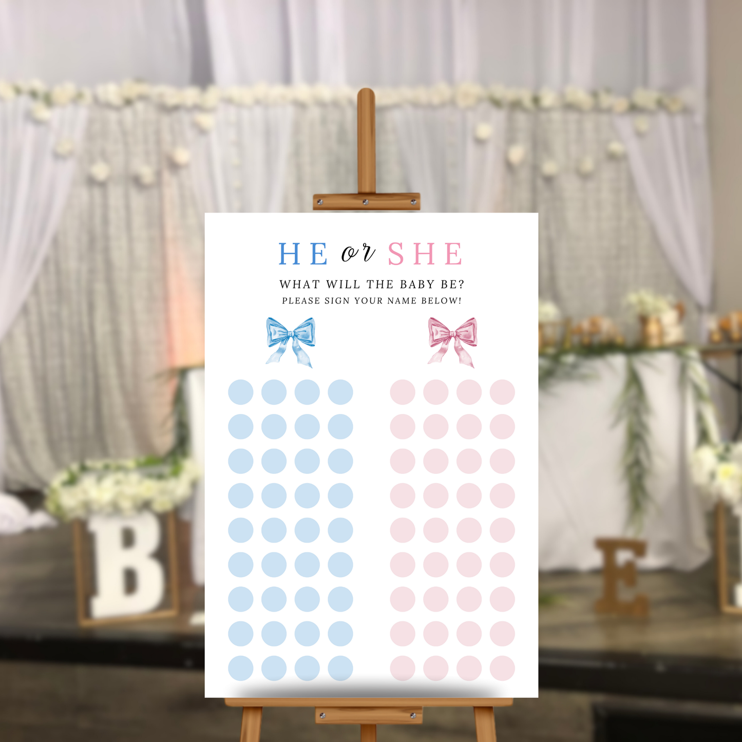 Gender Reveal Voting Sign Template - Bows