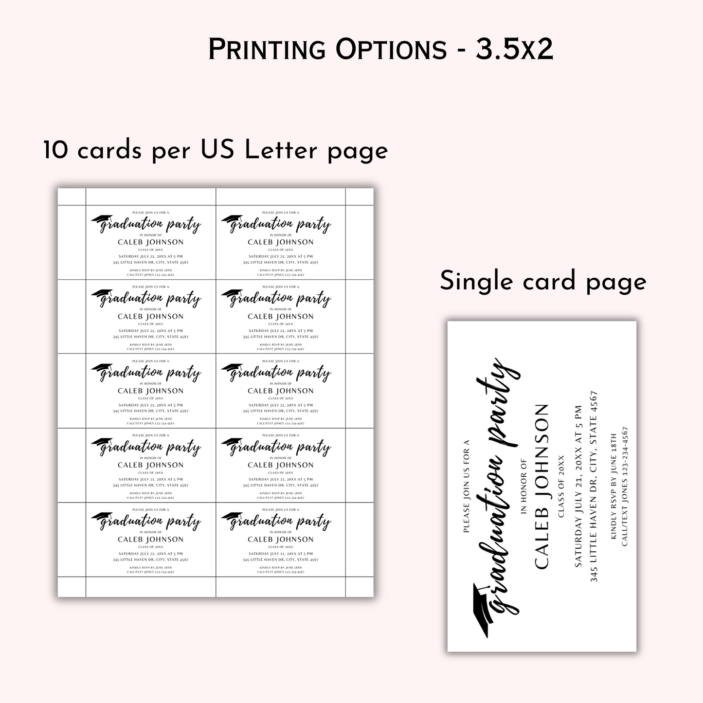 Modern Graduation Party Invitation Insert Card