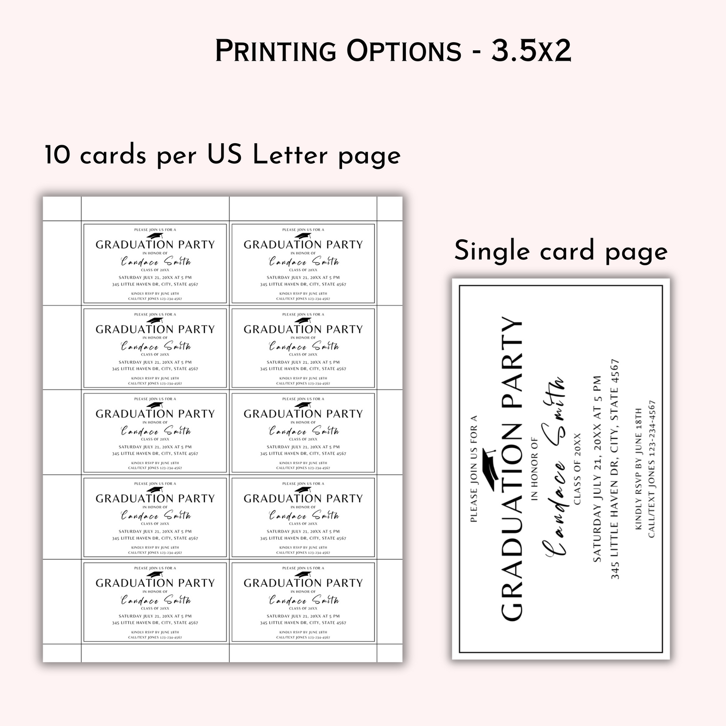 Graduation Party Invitation Insert Card