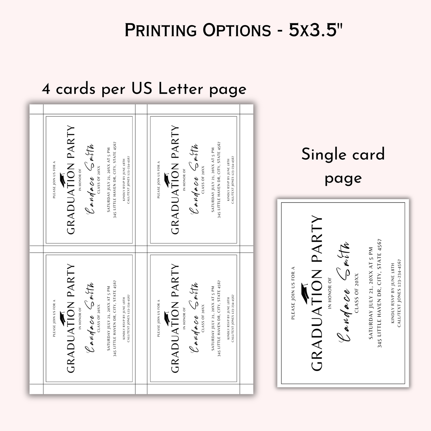 Graduation Party Invitation Insert Card