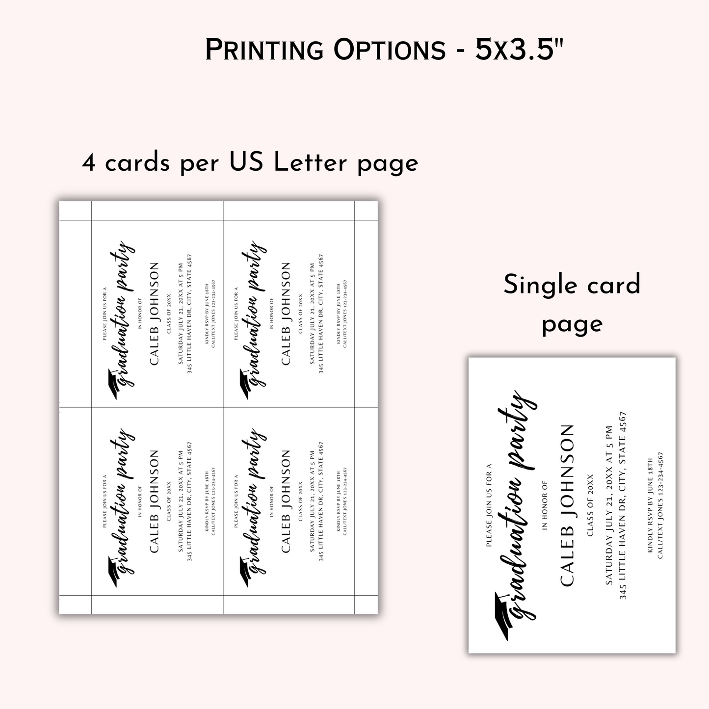 Modern Graduation Party Invitation Insert Card