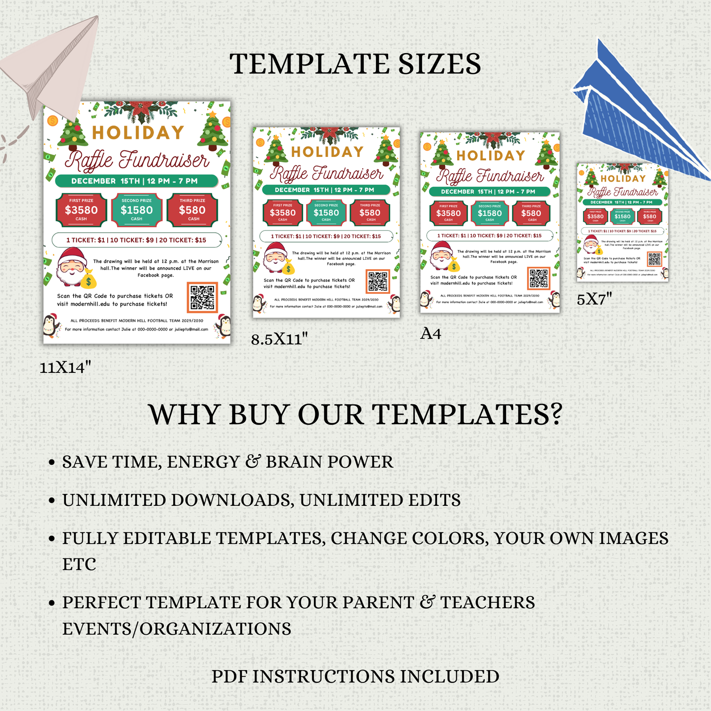 Holiday Raffle Fundraiser Flyer Template