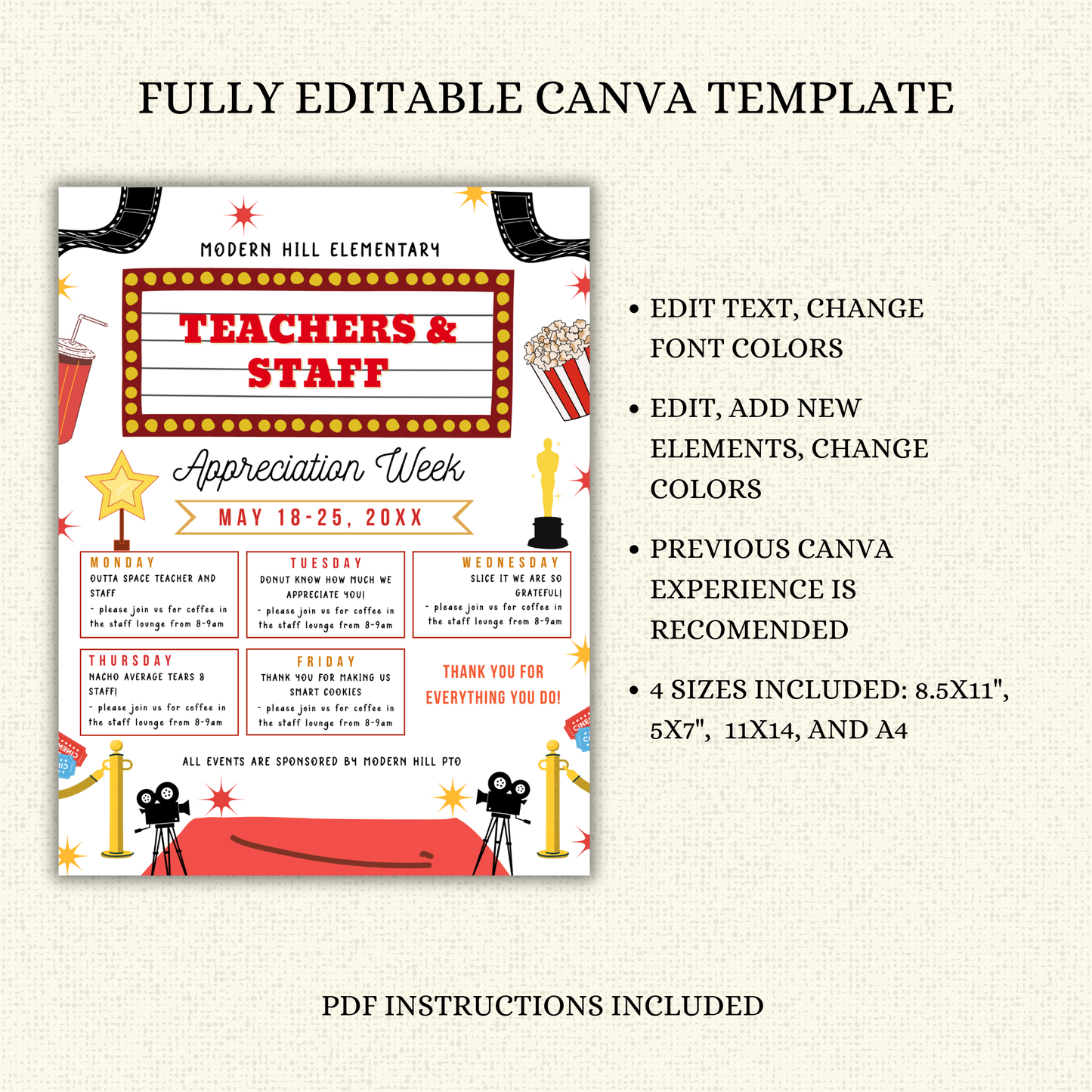 VIP Hollywood Theme Teacher Appreciation Flyer