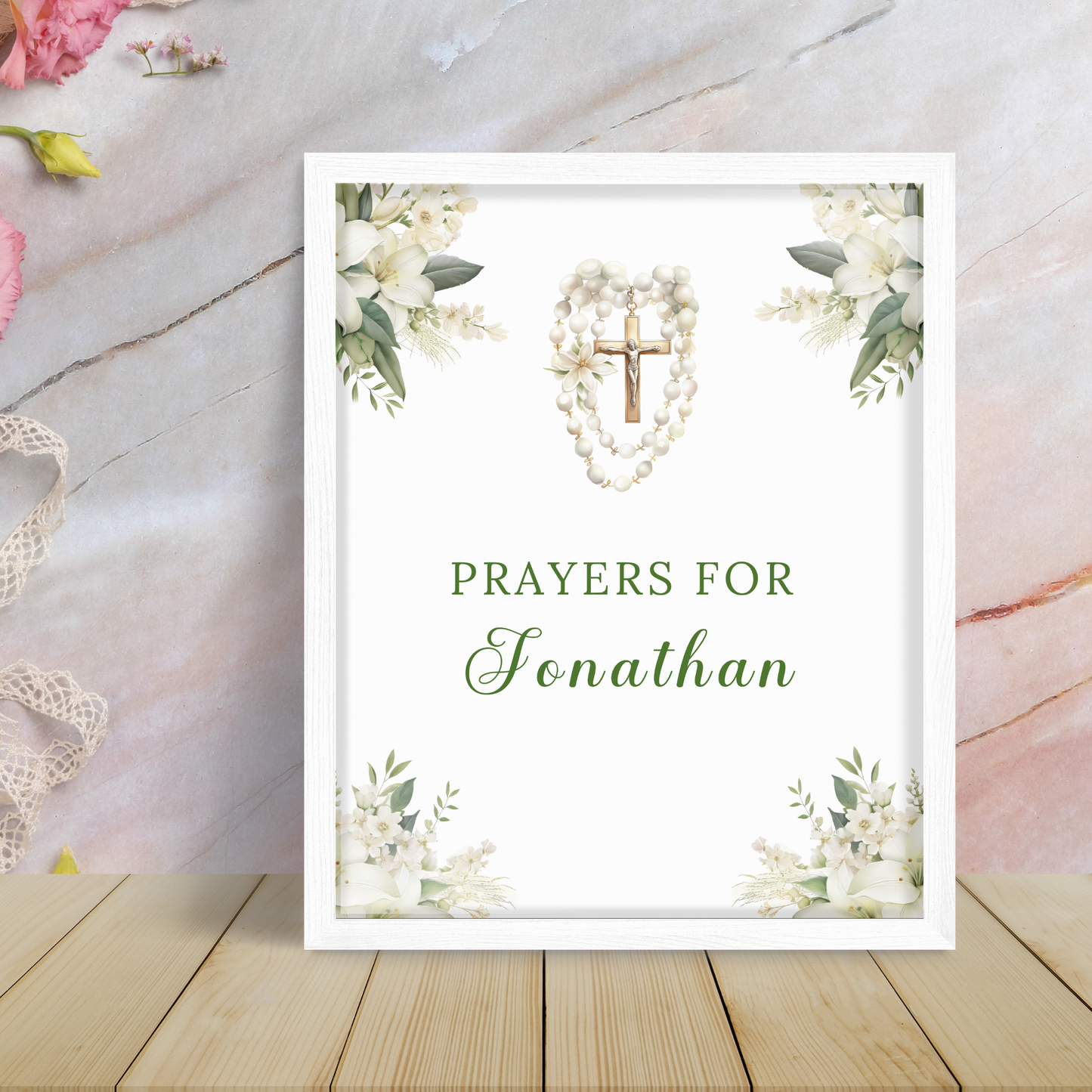 First Communion Prayer Sign and Card - Green
